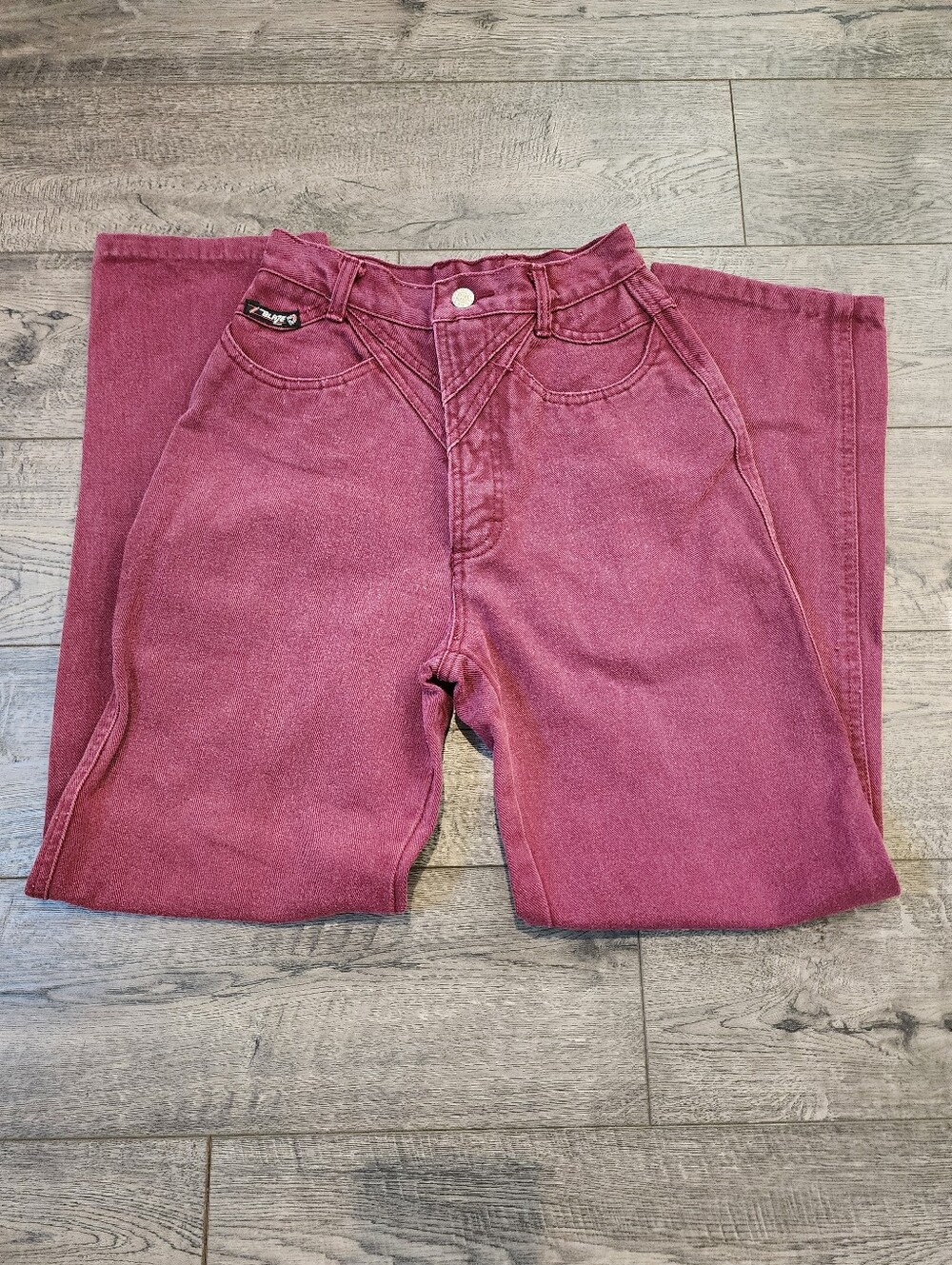 Vintage Womens Blaze Denim Jeans Size 1/24 Western Style High Waisted Maroon Y2K